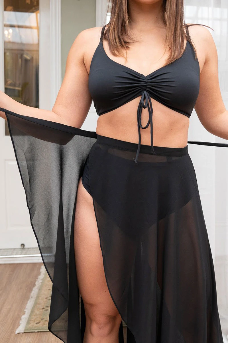 Lunalae High Waist Wrap Dance Skirt - Black - Image 5