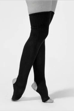 Rolling Cotton Original Thigh High Leg Warmers With Stirrups - Black