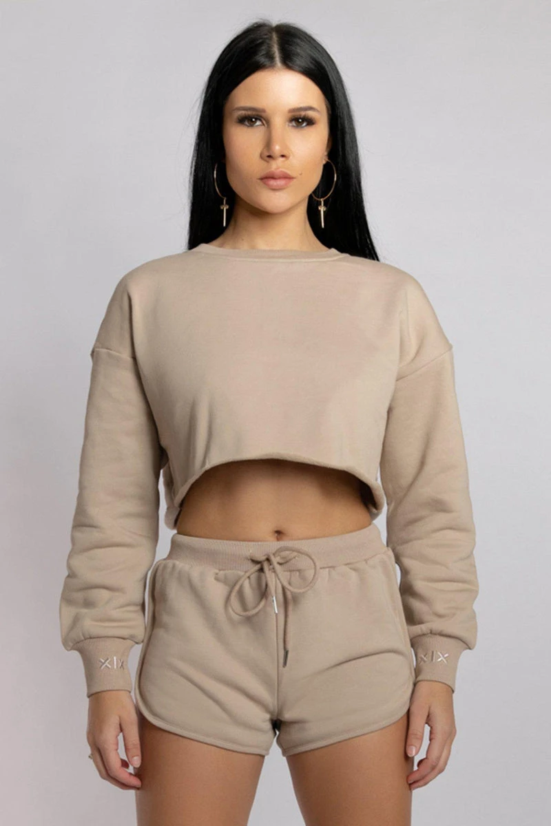 CXIX Oversized Cropped Jumper - Fawn - Image 4