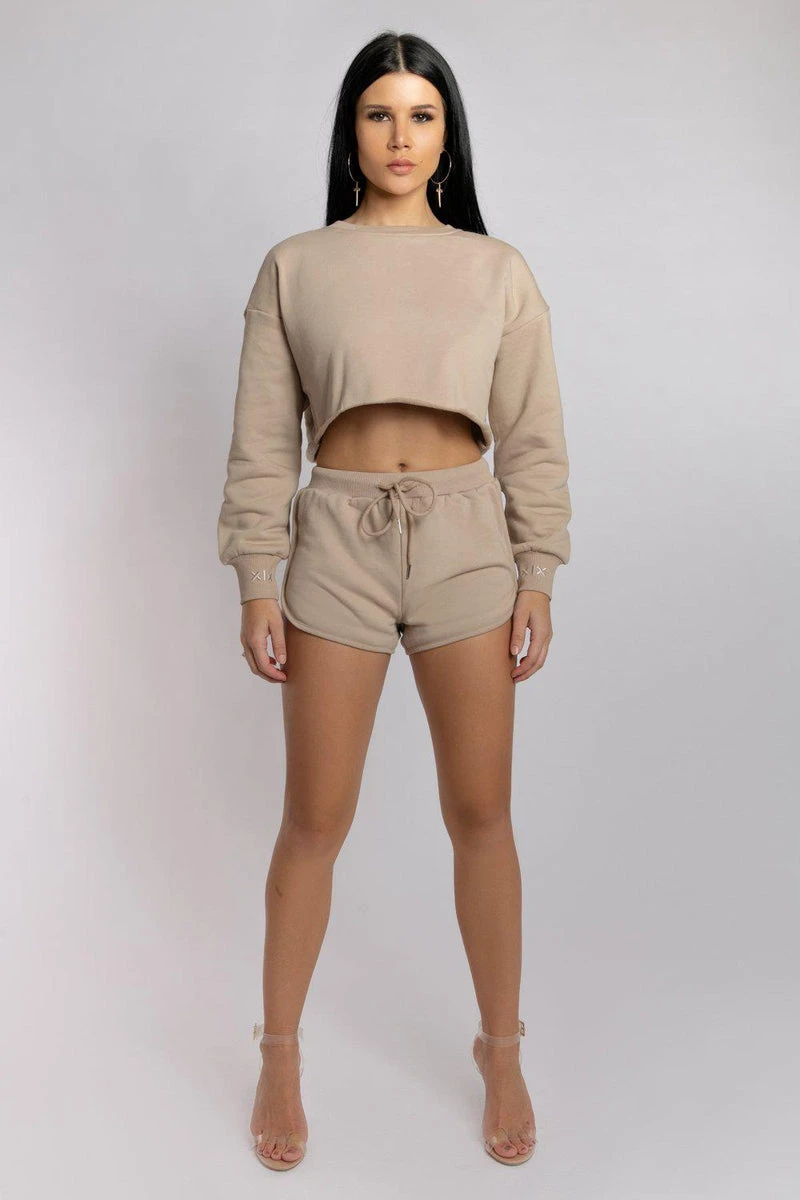 CXIX Oversized Cropped Jumper - Fawn - Image 5