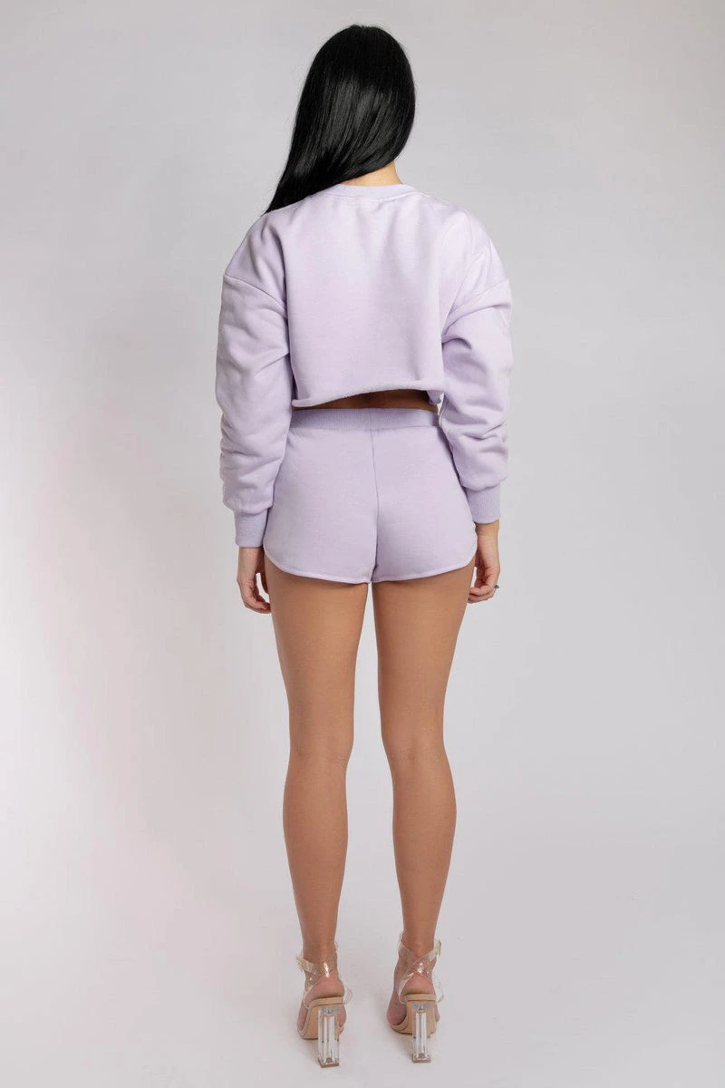 CXIX Oversized Cropped Jumper - Lilac - Image 2