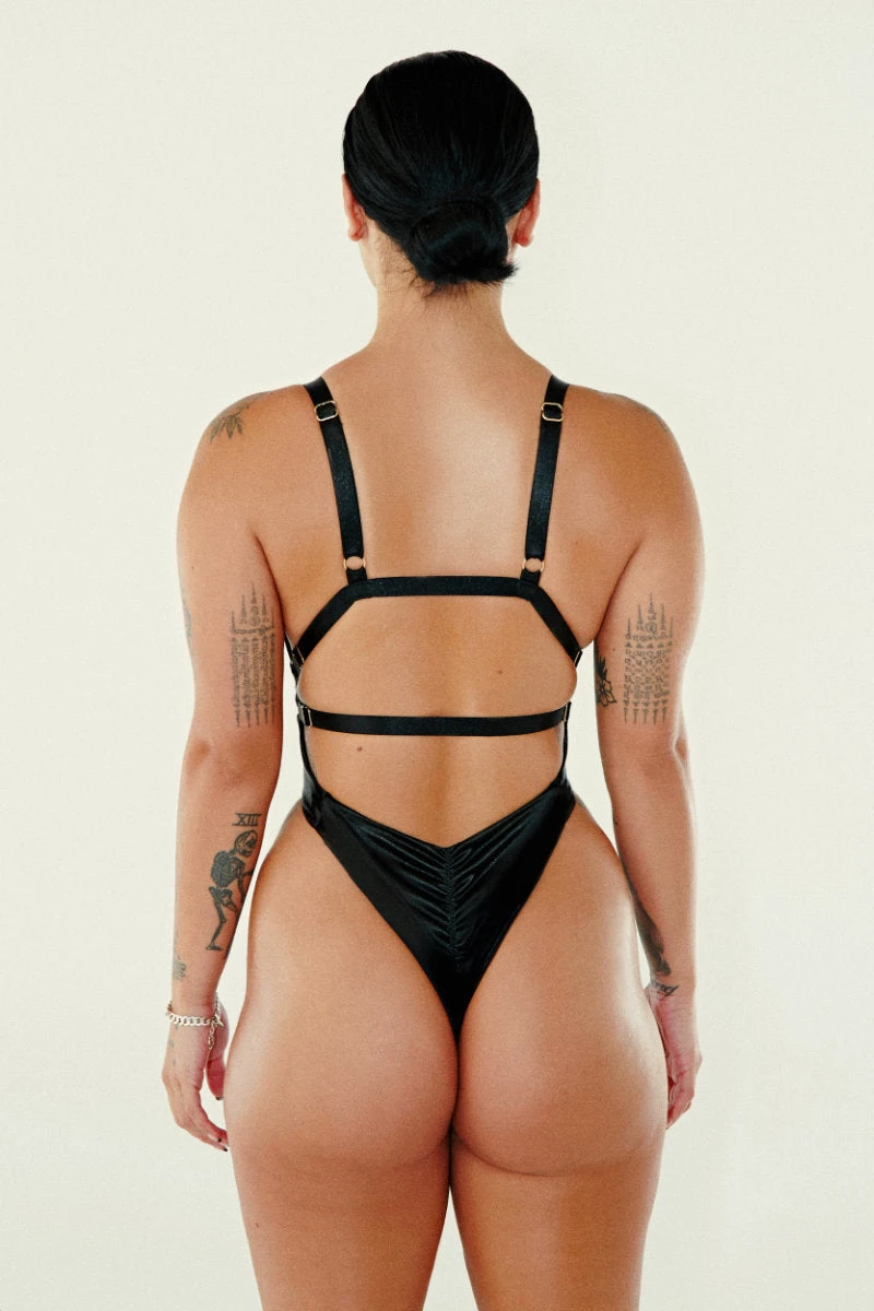 CXIX Aphrodite Bodysuit - Black Satin - Image 2