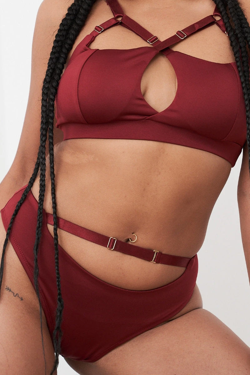 Lunalae Hannah Low Waist Bottoms - Recycled Burgundy - Image 3
