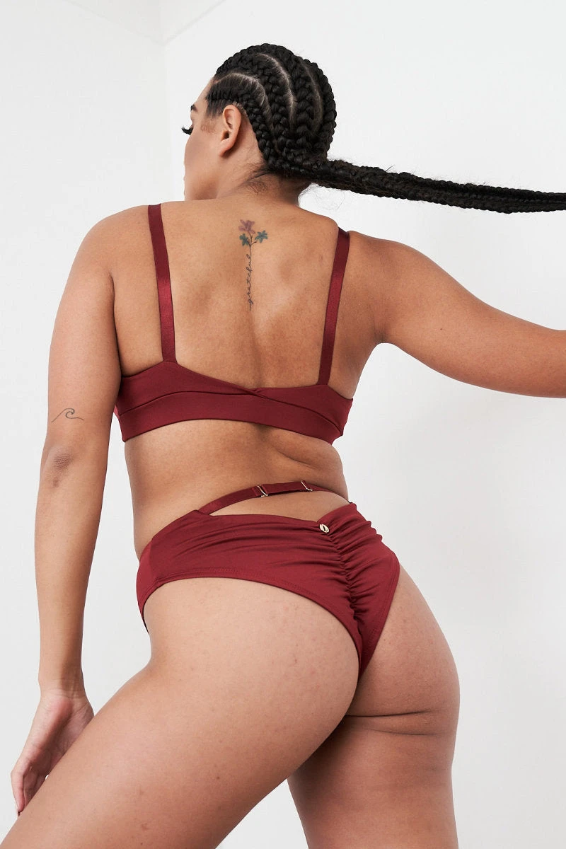 Lunalae Hannah Low Waist Bottoms - Recycled Burgundy - Image 2