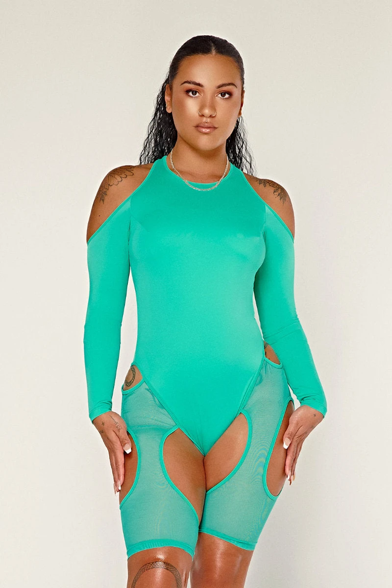 CXIX Dollhaus Mesh Bodysuit - Aqua - Image 2