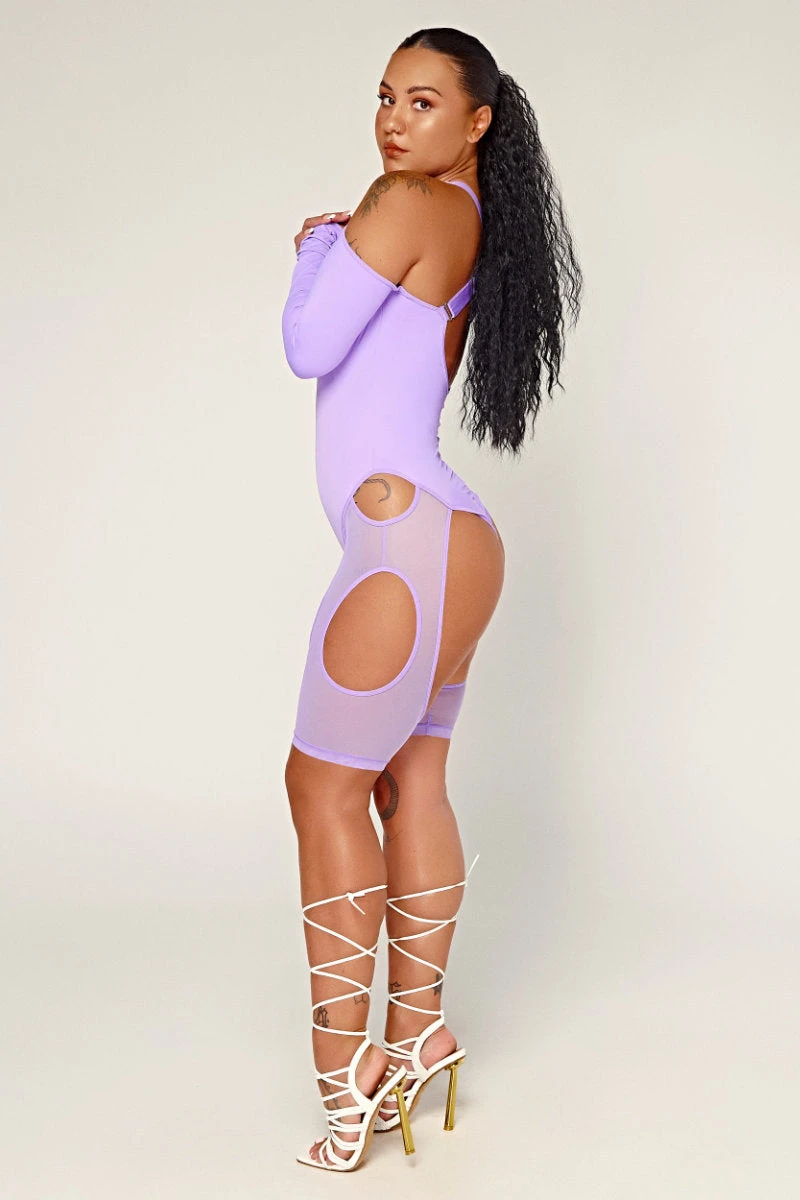 CXIX Dollhaus Mesh Bodysuit - Purple - Image 2