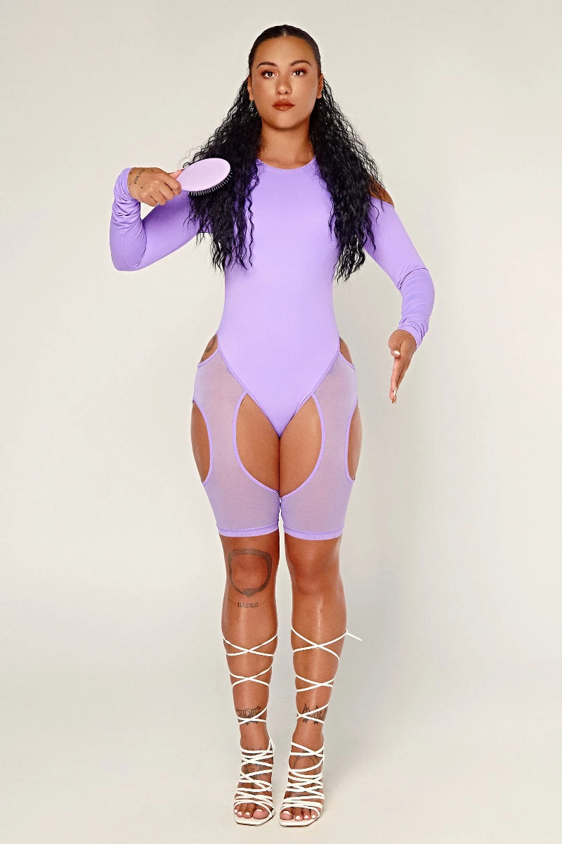 CXIX Dollhaus Mesh Bodysuit - Purple - Image 4