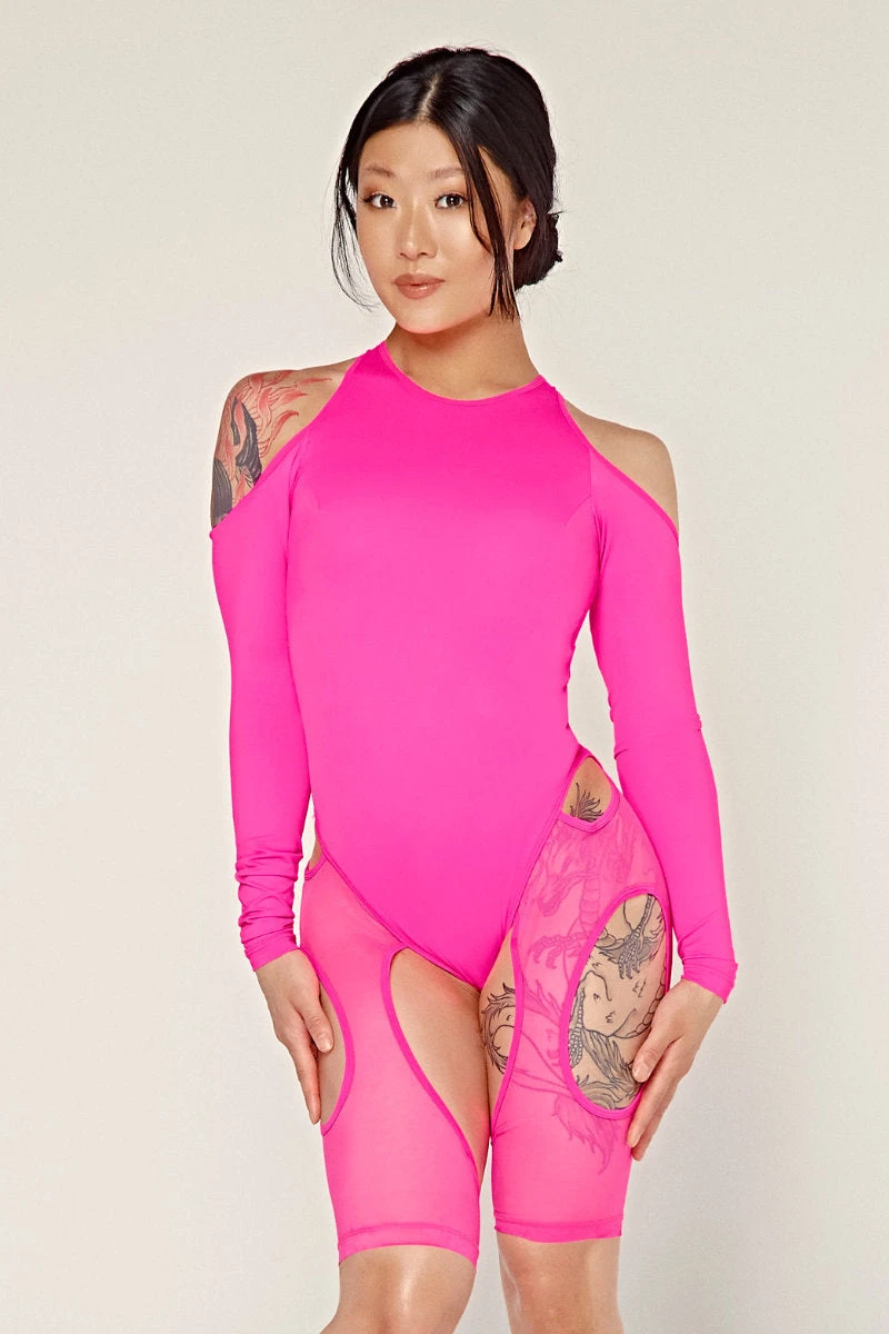 CXIX Dollhaus Mesh Bodysuit - Barbie Pink - Image 4