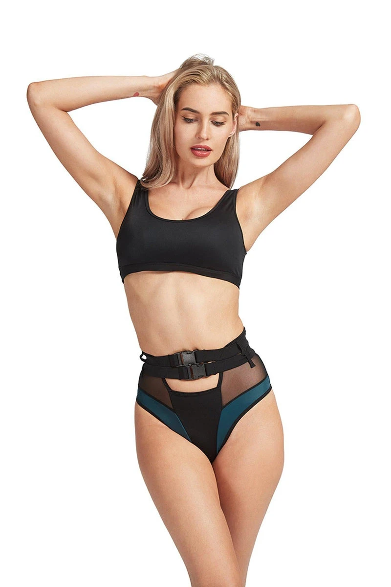 Hamade Activewear High Waisted Buckle Bottoms - Black