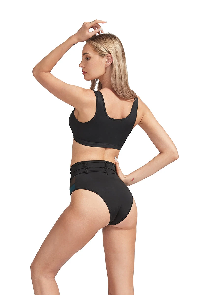 Hamade Activewear High Waisted Buckle Bottoms - Black - Image 2