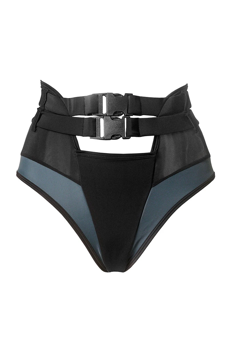 Hamade Activewear High Waisted Buckle Bottoms - Black - Image 3