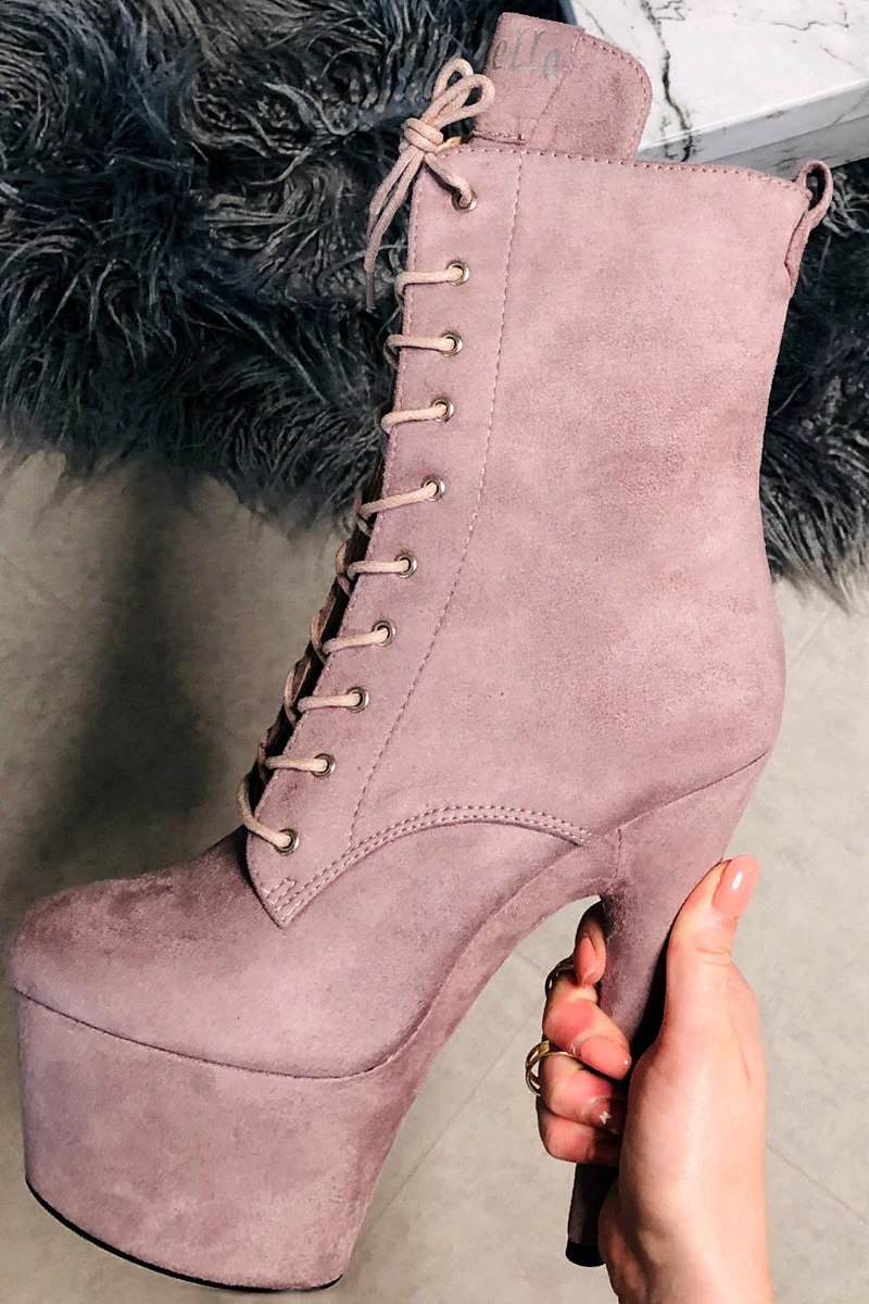 Hella Heels BabyDoll 7inch Boots - Lilac Mink - Image 2