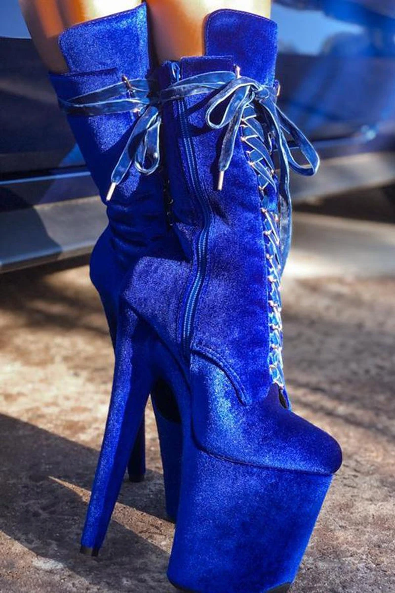 Hella Heels BabyDoll Velvet 8inch Boots - King Pin - Image 2