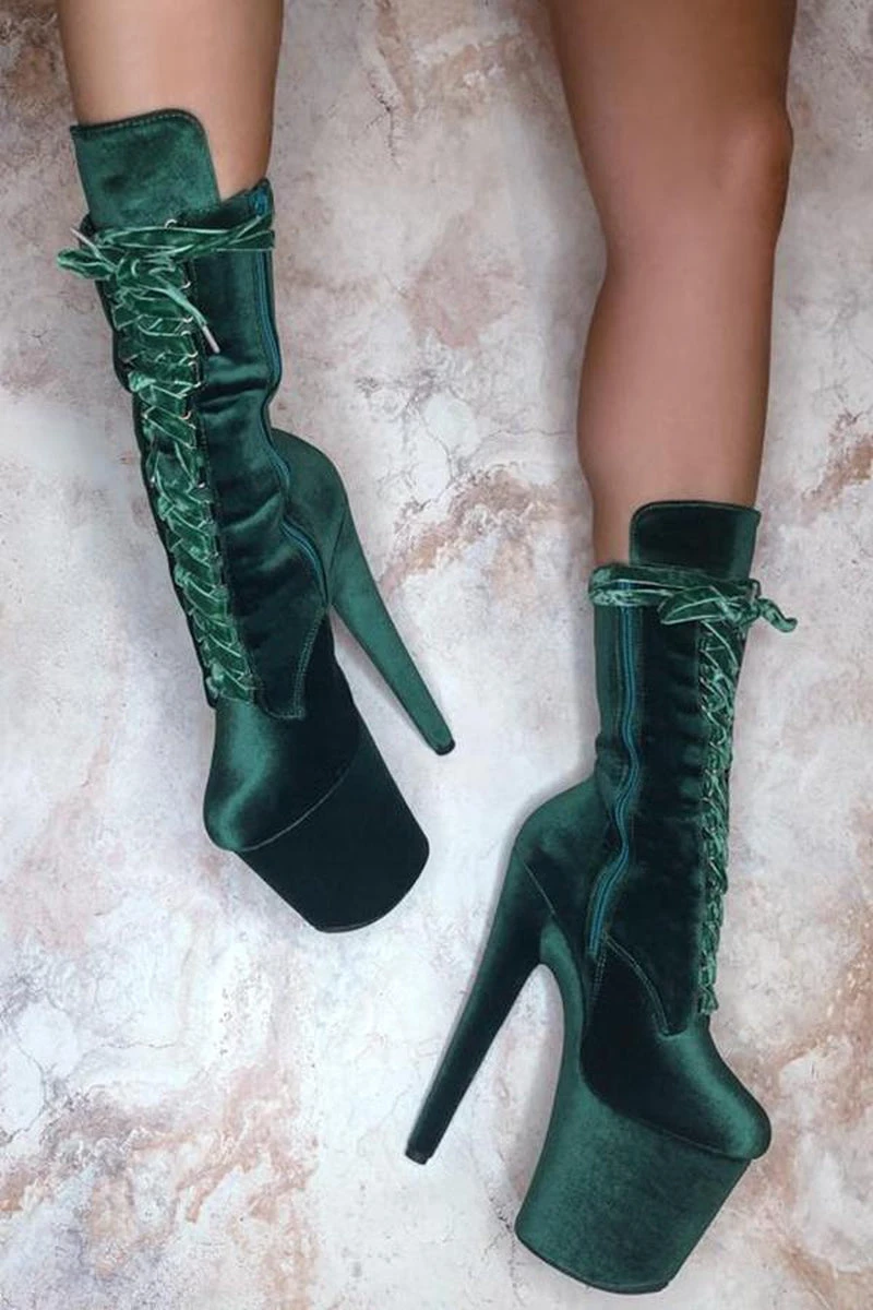 Hella Heels BabyDoll Velvet 8inch Boots - NY Gangster - Image 3