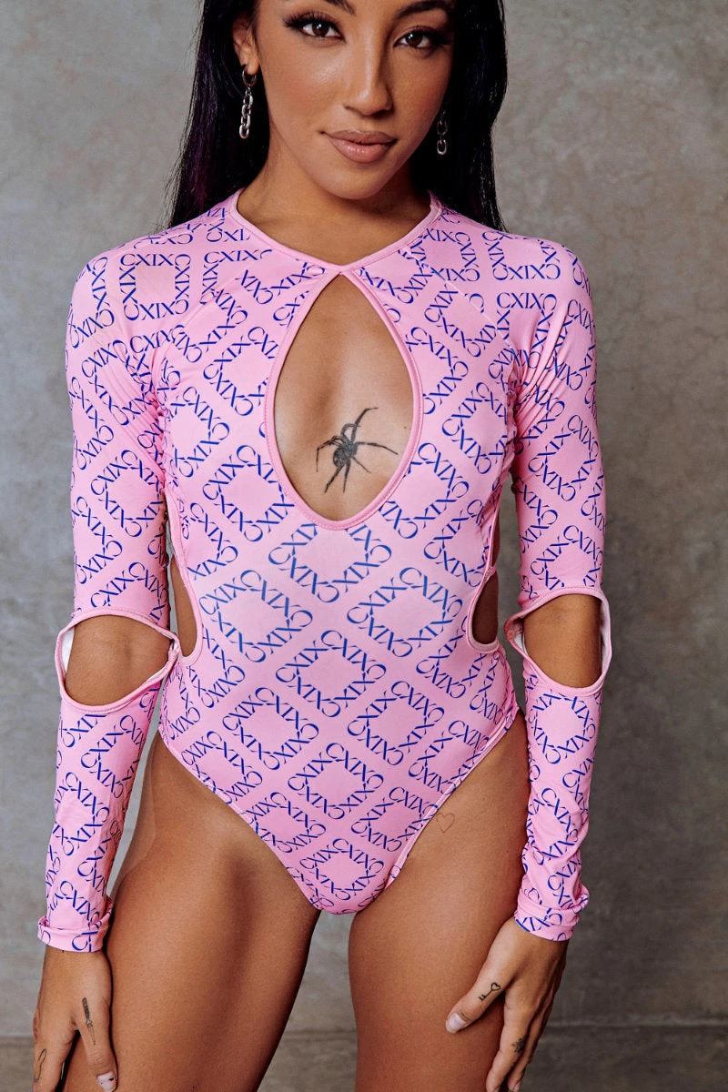 CXIX 119 Plunge Bodysuit - Pink Print - Image 5