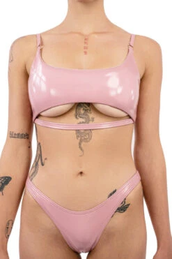 Naughty Thoughts Sinner Vinyl Underboob Top - Pink