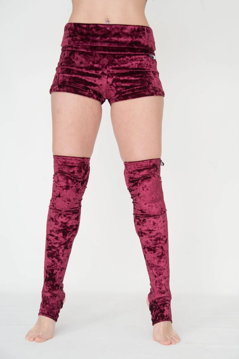 Paradise Chick Animal Leg Warmers (with Kneepads) - Burgundy Velvet - Image 2
