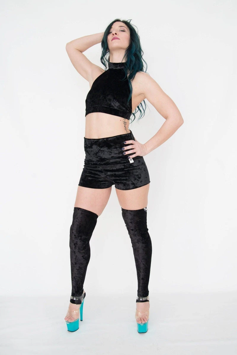 Paradise Chick Animal Leg Warmers (with Kneepads) - Black Velvet - Image 3