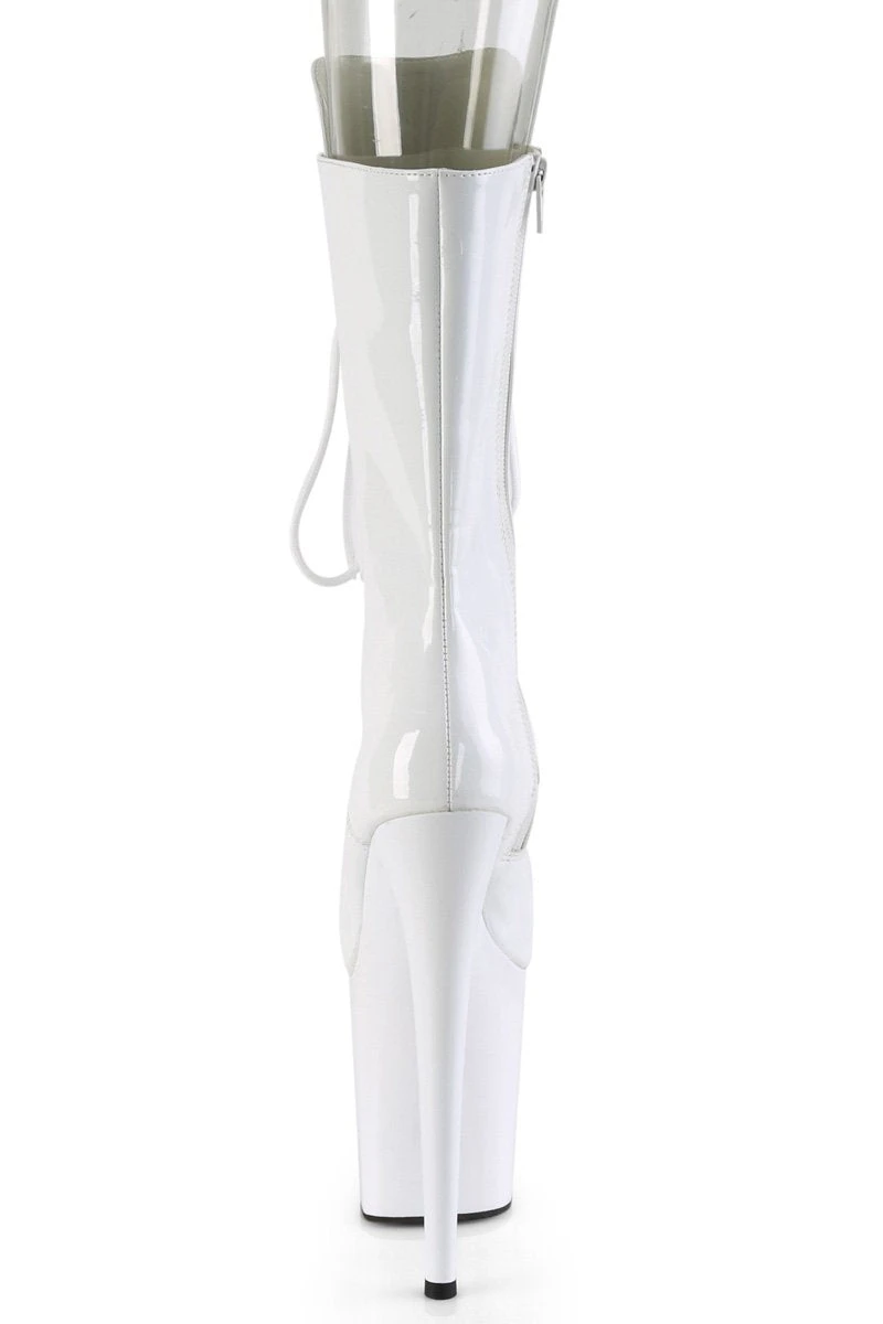 Pleaser USA Flamingo-1051 8inch Peep Toe Pleaser Boots - Patent White - Image 2