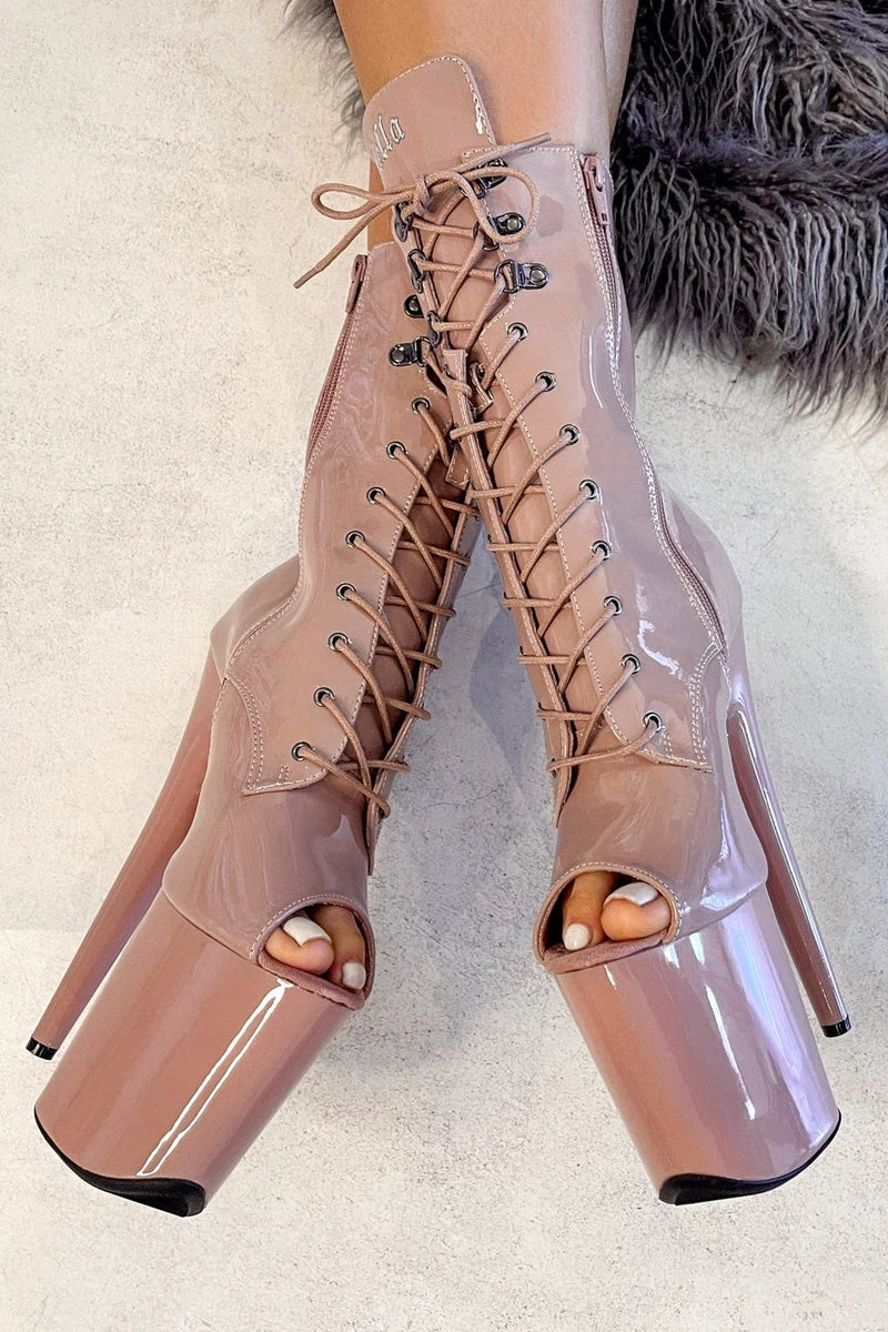 Hella Heels LipKit Open Toe 8inch Boots - Boujee - Image 2