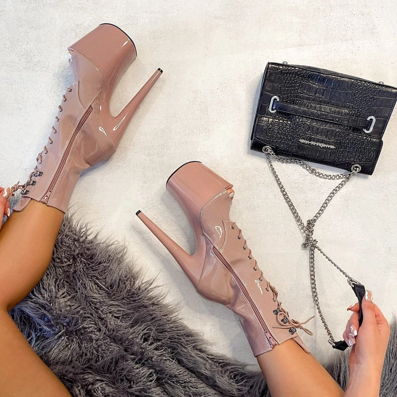 Hella Heels LipKit Open Toe 8inch Boots - Boujee - Image 5