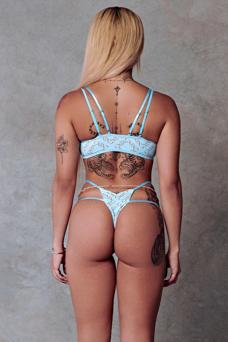 CXIX 119 High-Rise Thong Bottoms - Blue Print - Image 2