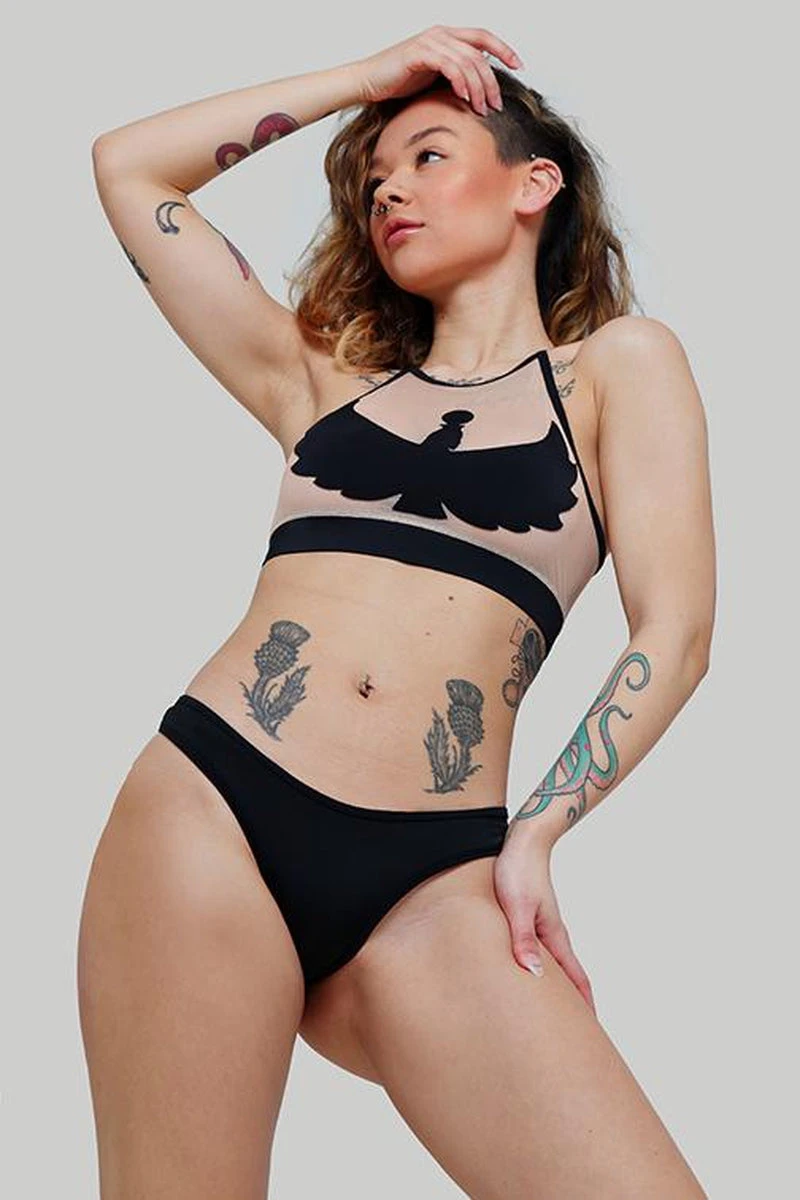 CXIX I S I S Halter Top - Black With Sand Mesh - Image 8