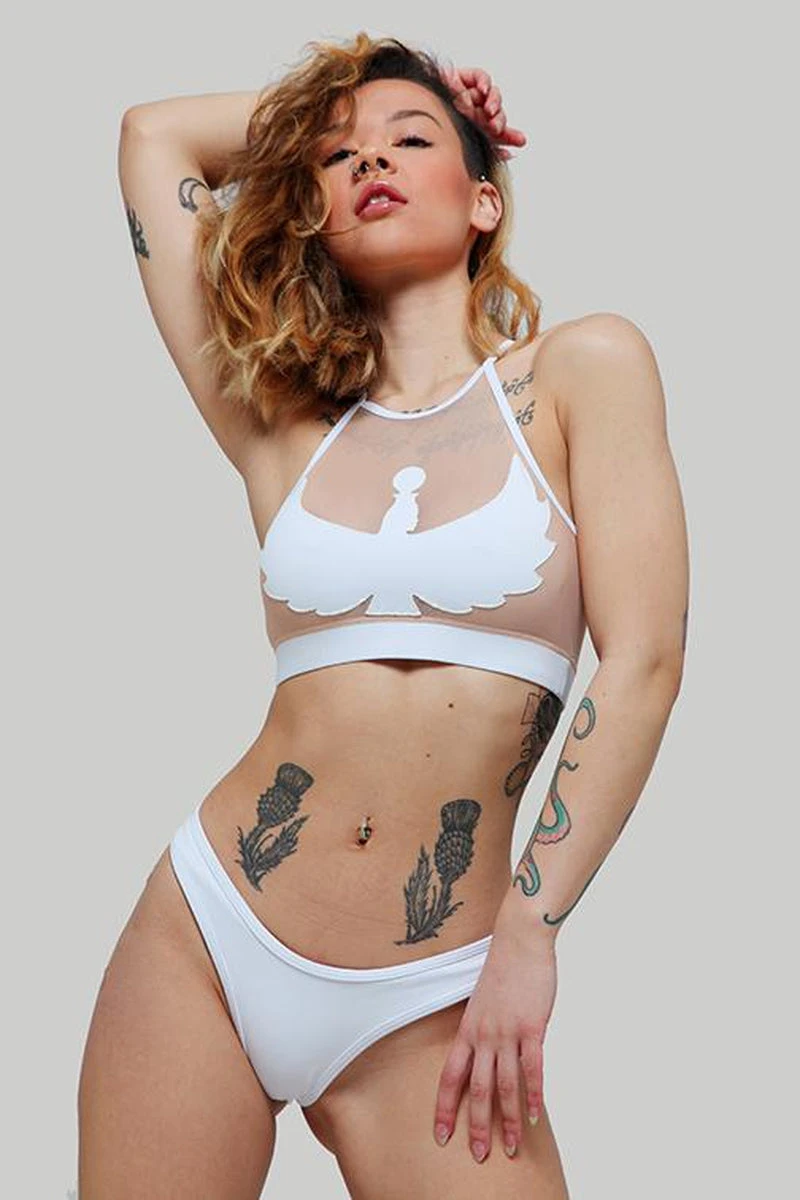 CXIX I S I S Halter Top - White With Sand Mesh - Image 6