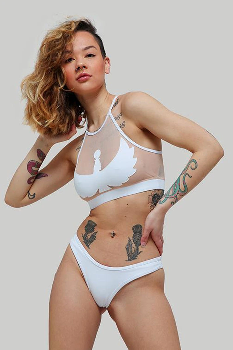 CXIX I S I S Halter Top - White With Sand Mesh - Image 5