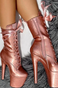Hella Heels 8inch Ankle Boots - Rose Gold