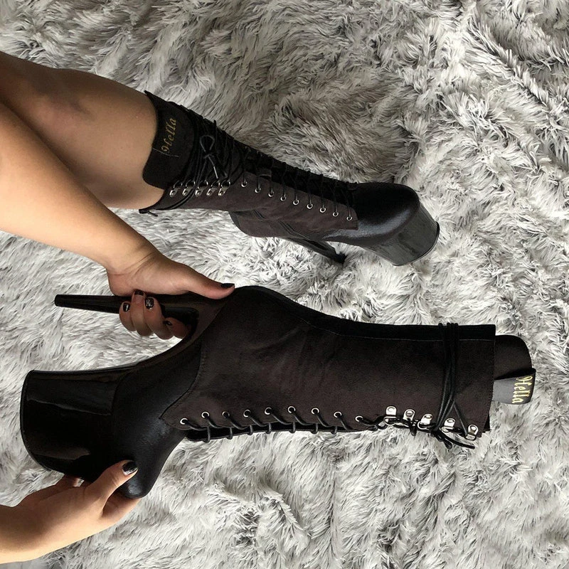 Hella Heels Blaq Kicks Boots - 8inch - Image 4