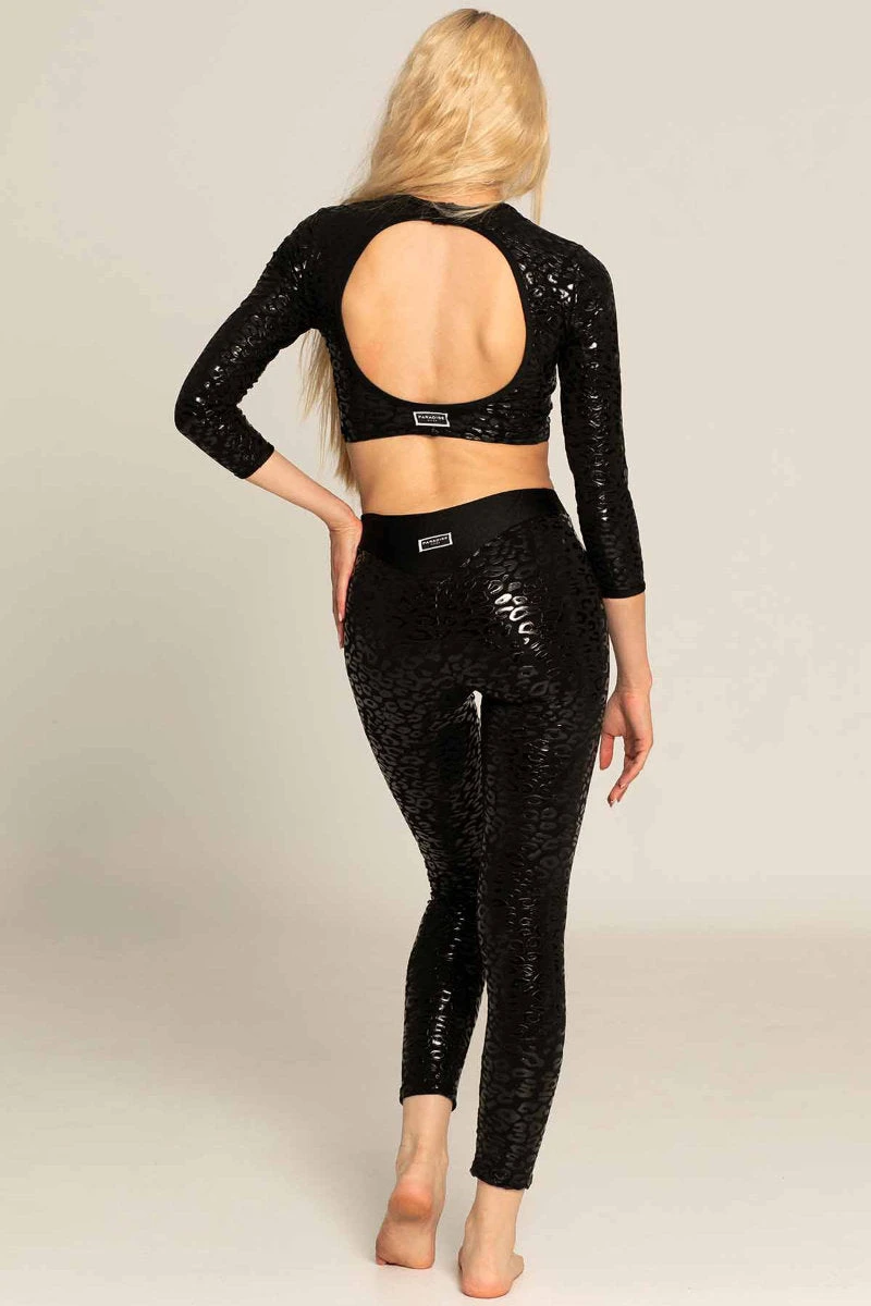 Paradise Chick Superhero Series Ultra Grip Leggings - Black Leopard - Image 2