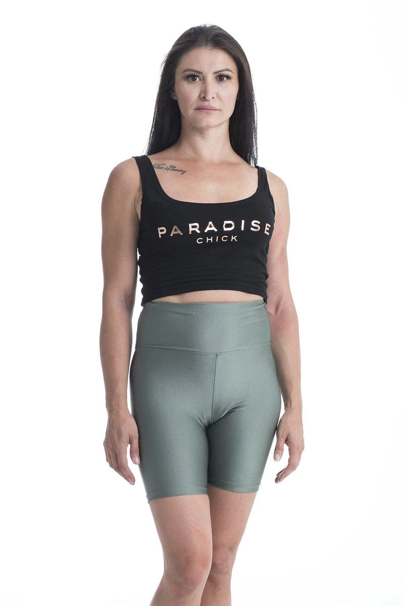 Paradise Chick Biker Shorts - Army Green - Image 5