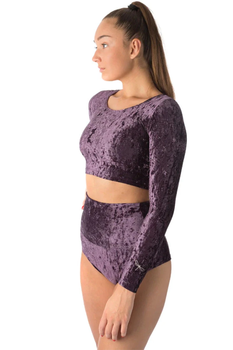 Dragonfly Betty High-Waisted Shorts - Velvet Purple - Image 2