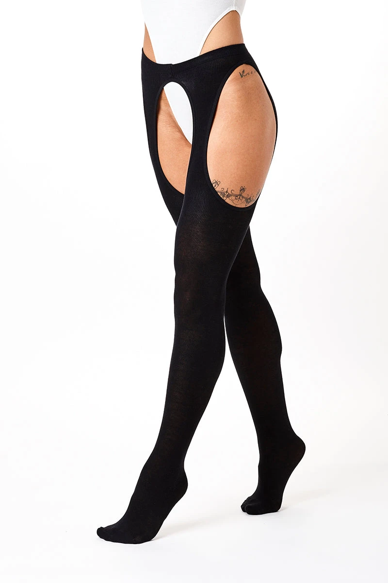 Rolling Peek-a-boo Tights - Black (3 Sizes Available) - Image 2