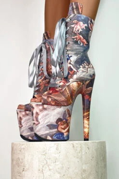 Hella Heels Renaissance Open Toe 8inch Boots - Stairway To Heaven