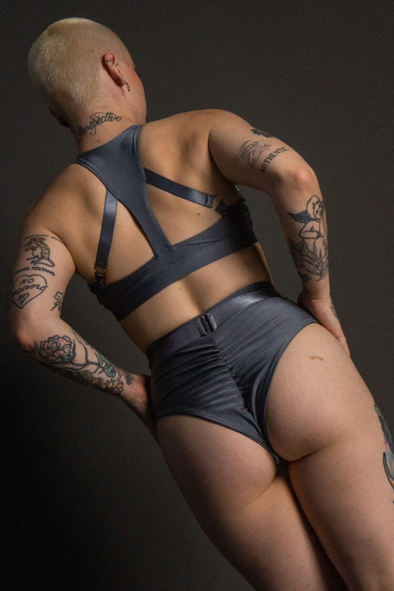 Tatiana Activewear Faye Top - Shiny Gunmetal - Image 2