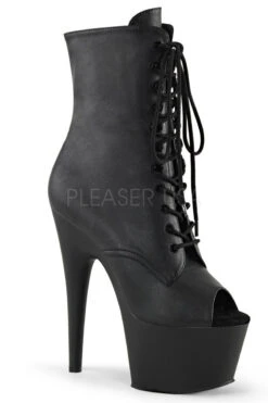 Pleaser USA Adore-1021 7inch Pleaser Peep Toe Boots - Matte Black