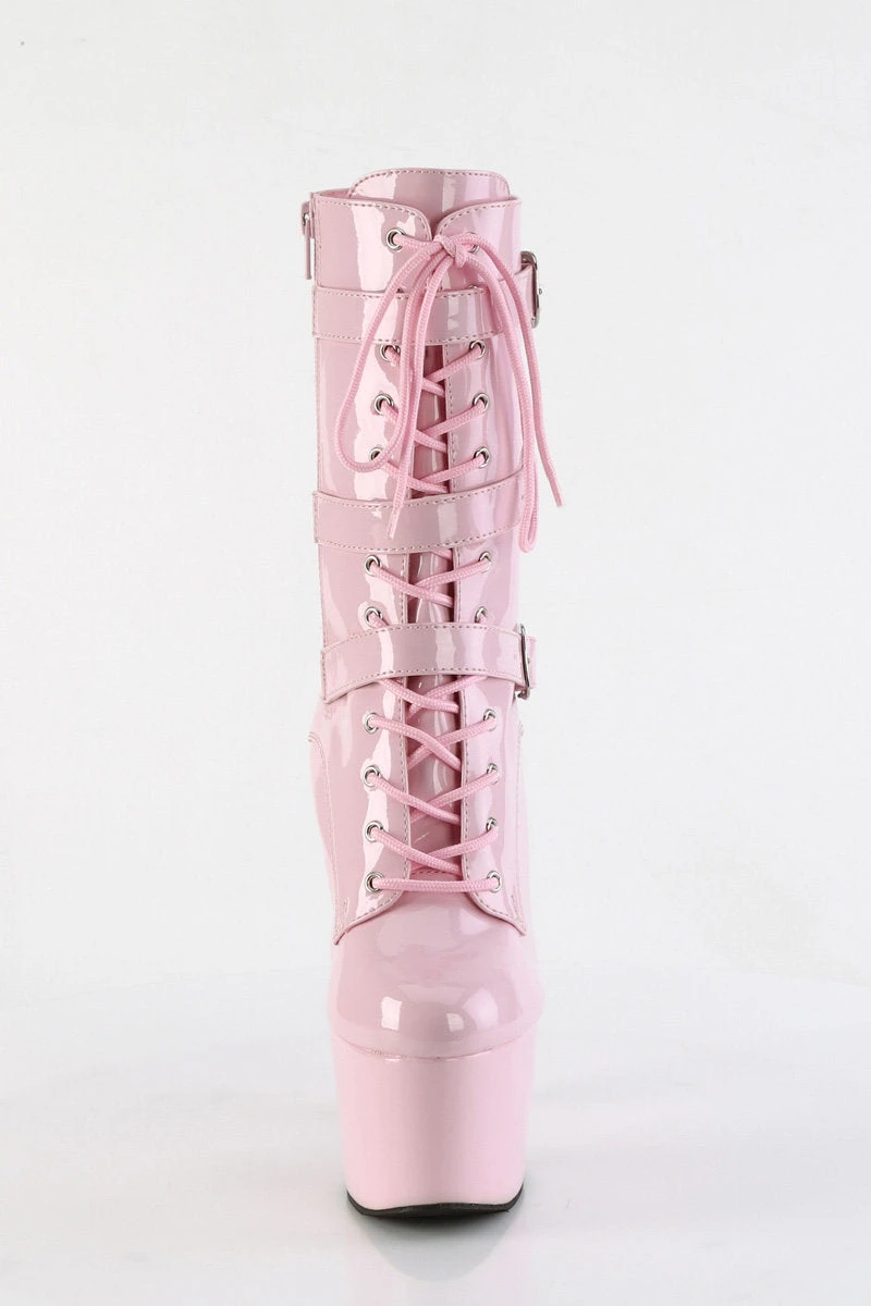 Pleaser USA Adore-1043 7inch Pleaser Boots - Patent Baby Pink - Image 2