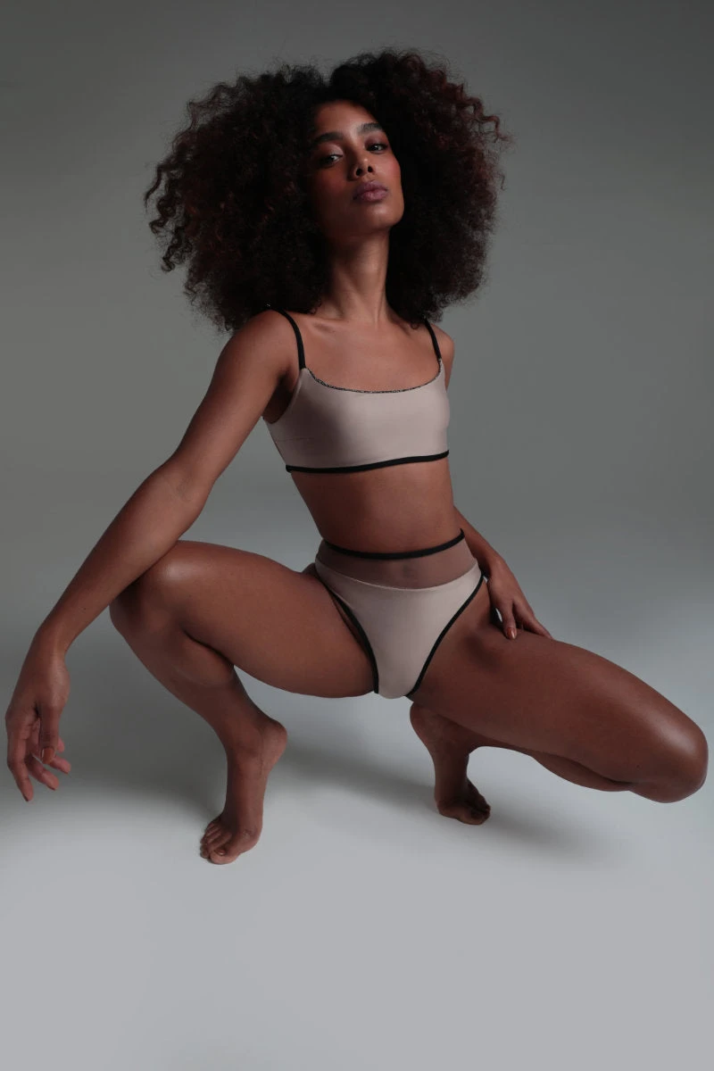 Rolling Vento Glam Reversible Top - Black Lurex / Beige - Image 3