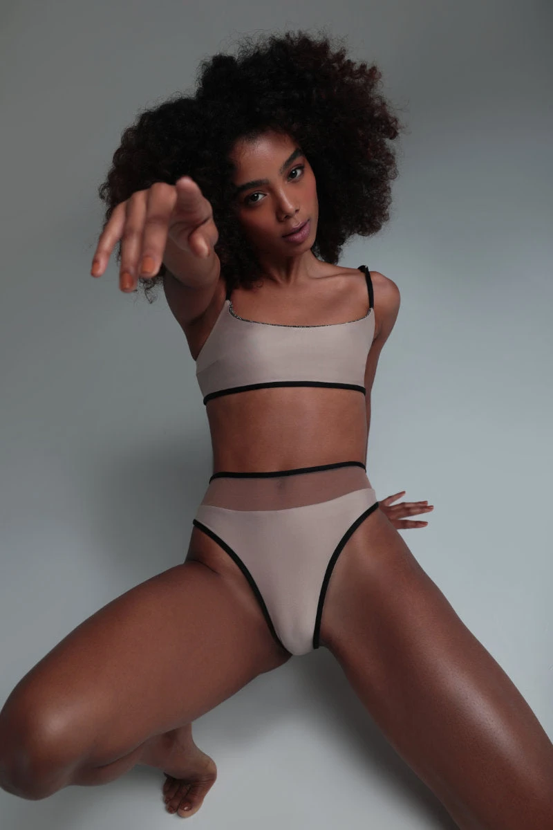 Rolling Vento Glam Reversible Bottoms - Black Lurex / Beige - Image 4