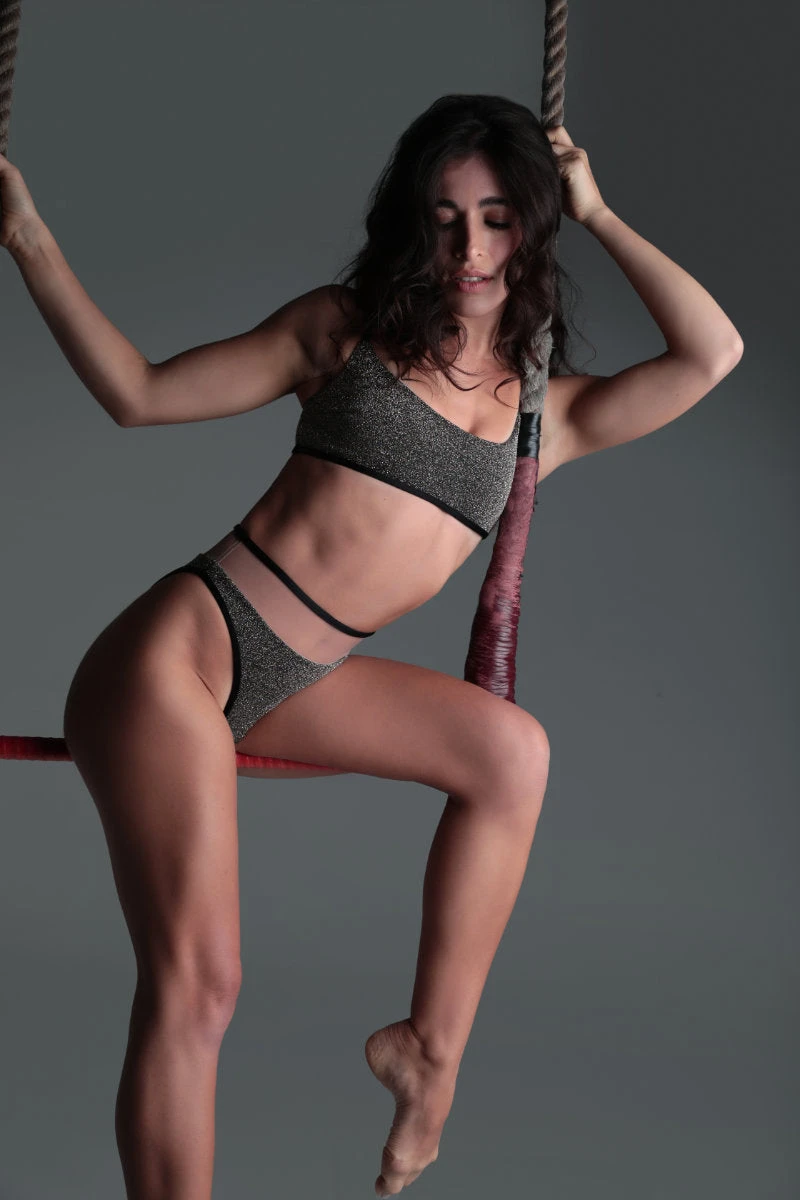 Rolling Vento Glam Reversible Bottoms - Black Lurex / Beige - Image 3