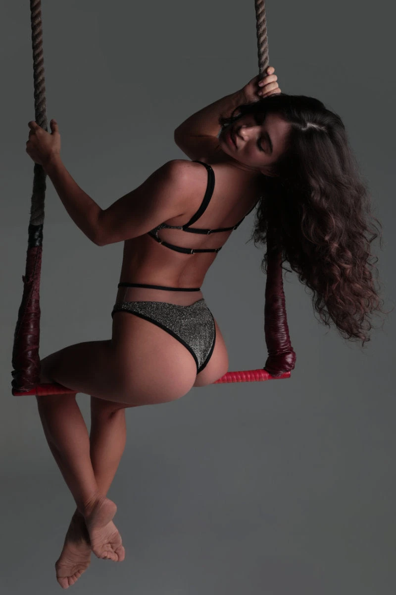 Rolling Vento Glam Reversible Bottoms - Black Lurex / Beige - Image 2