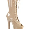 Pleaser USA Flamingo-1051 8inch Peep Toe Pleaser Boots - Patent Beige