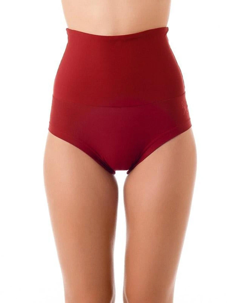 Dragonfly Betty High-Waisted Shorts - Burgundy - Image 4