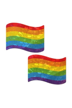 Pastease Waving Flag Nipple Pasties - Gay Rainbow